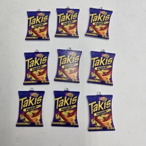 Takis Fuego Snack Bag Charms Lot Of 9 Mini Acrylic Pendants Earrings Keychains